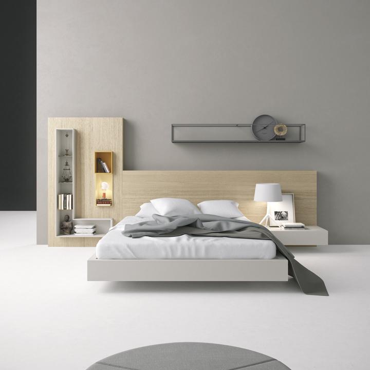 Cabezal de cama asimétrico madera clara